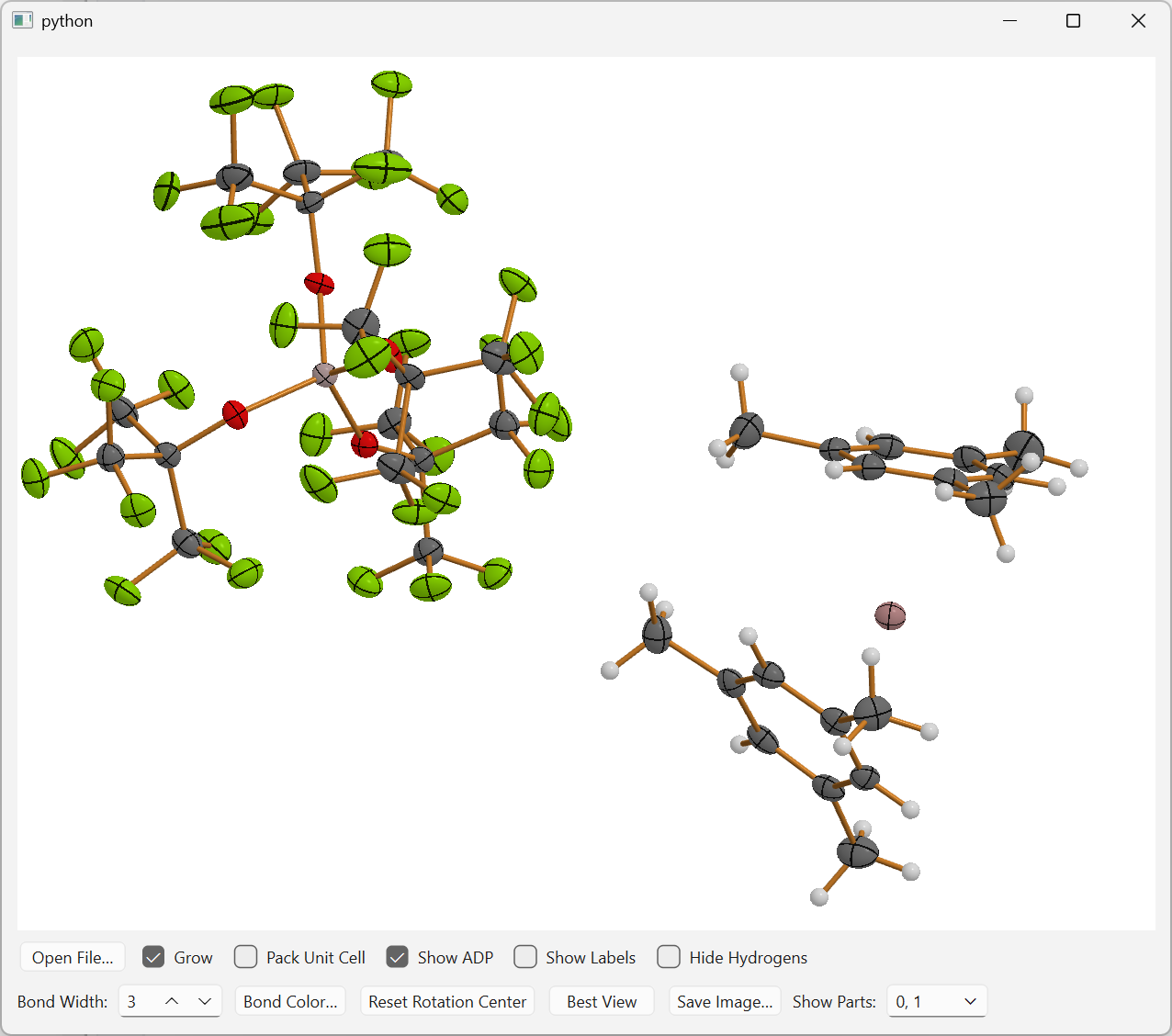 Fastmolwidget 3D OpenGL view
