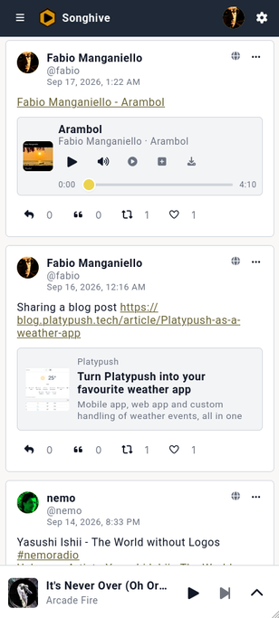 Screenshot of an instance's home page on mobile