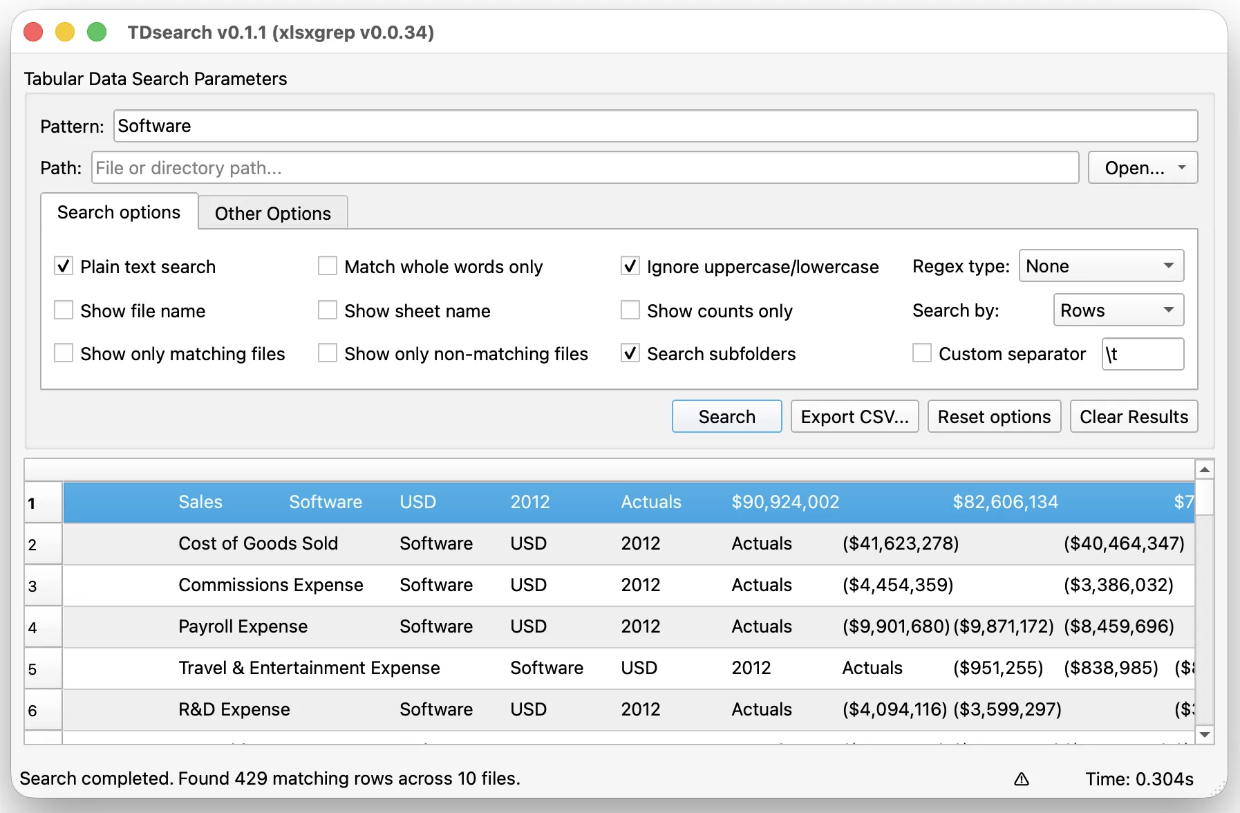 TDsearch desktop application