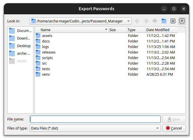 Exporting Passwords
