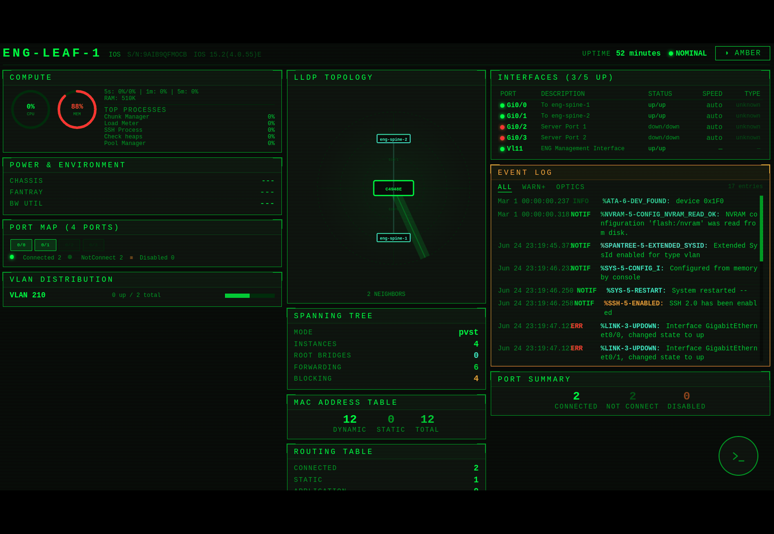 nethuds desktop cycling through the Arista, Juniper, Cisco IOS and Linux HUDs