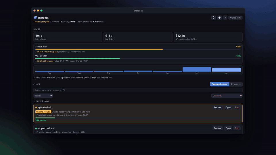 switching to the by-project view, folding a project and the New chat button