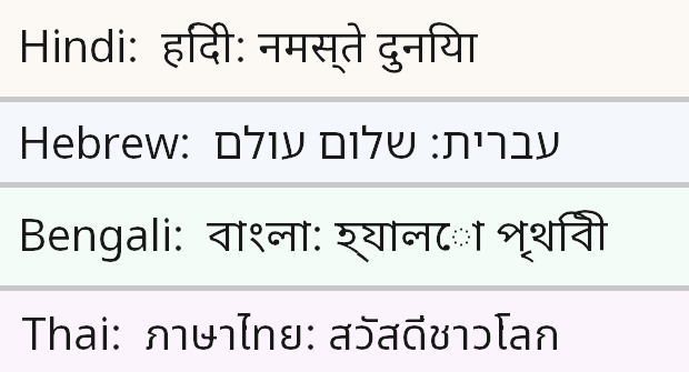 Indic and RTL scripts