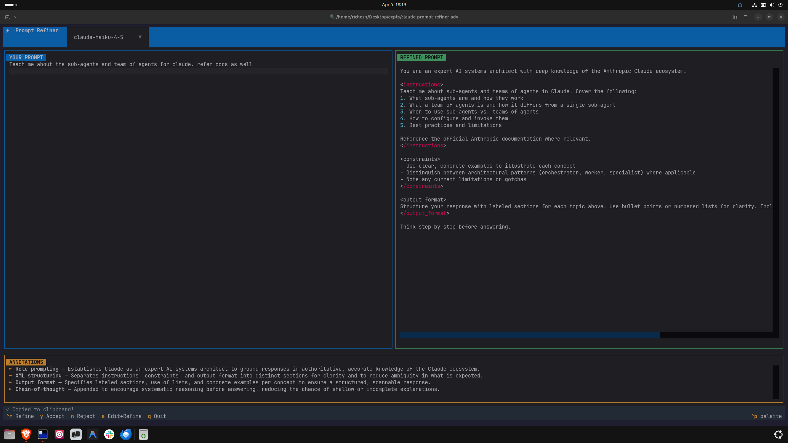 Prompt Refiner in action