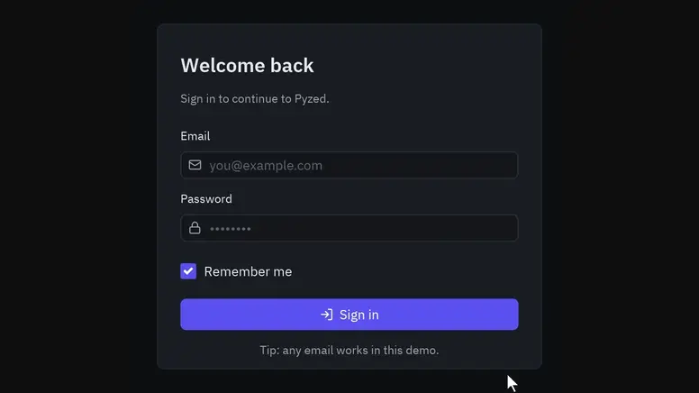 A sign-in form showing an error for an invalid email