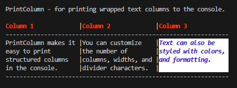 console output