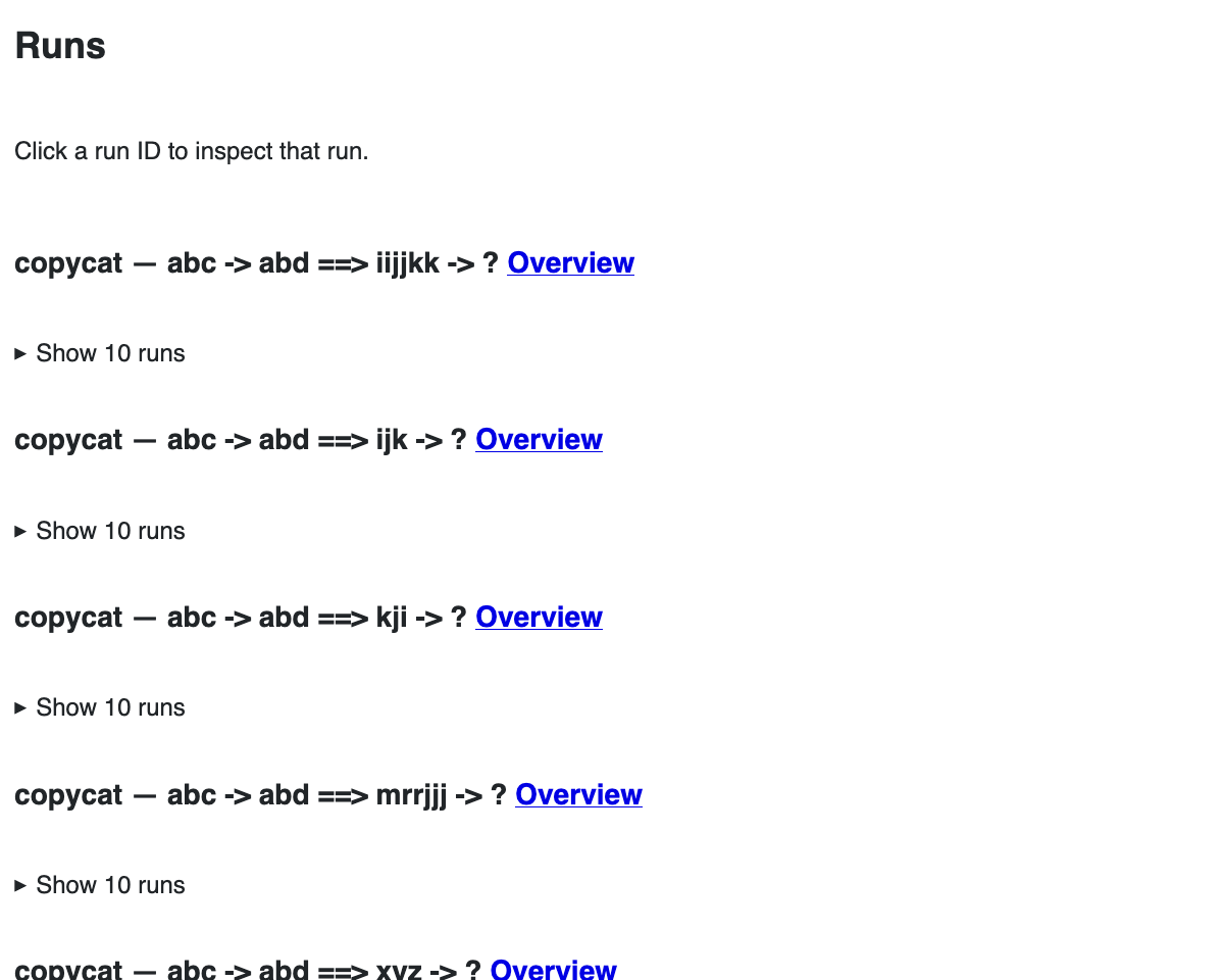 Cattycam runs page