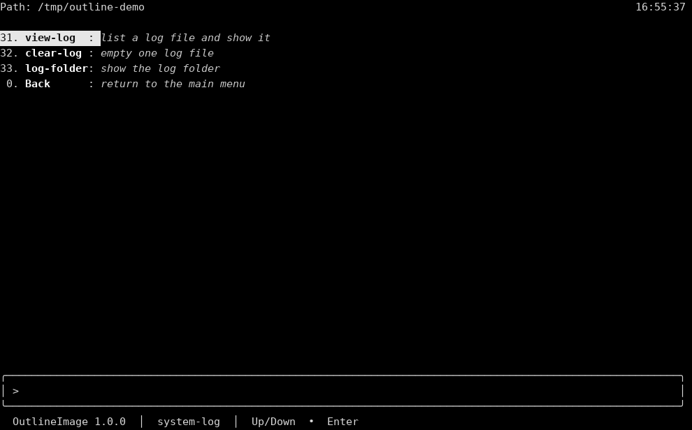 System log, 31 view-log highlighted