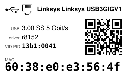 Linksys USB3GIGV1 USB 3.0 gigabit adapter