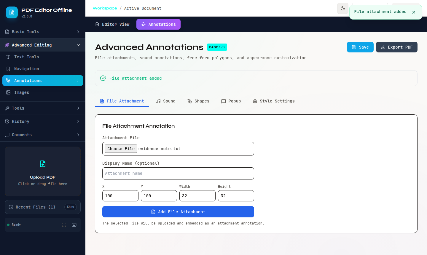 File attachment added in the annotations tool