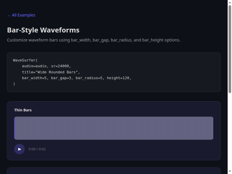 Bar-Style Waveforms