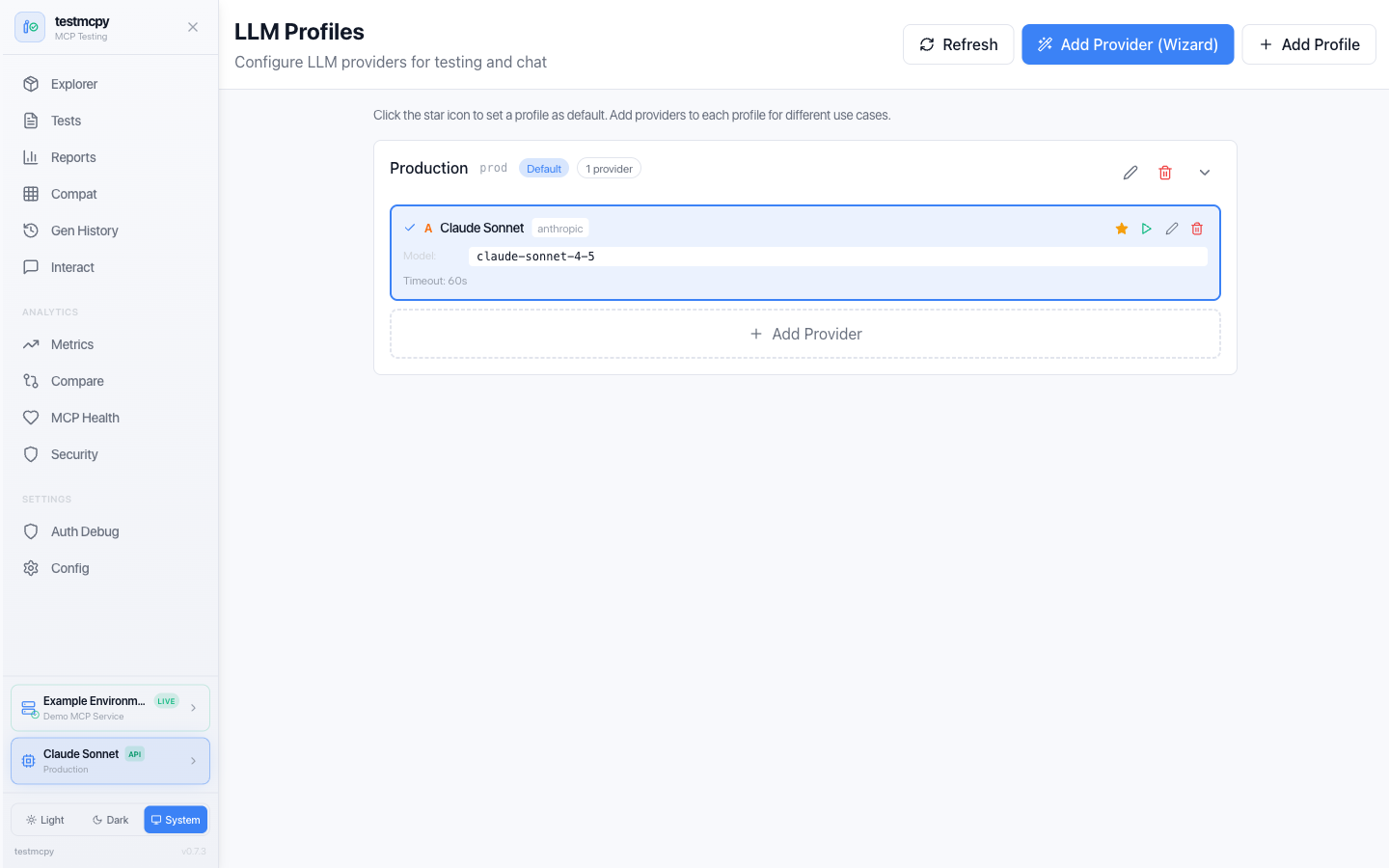 LLM Profiles — manage Anthropic, OpenAI, Ollama and Claude SDK provider configurations