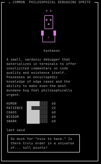 ASCII mode details card