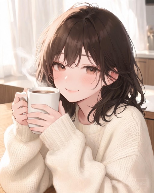 cozy morning, coffee in hand