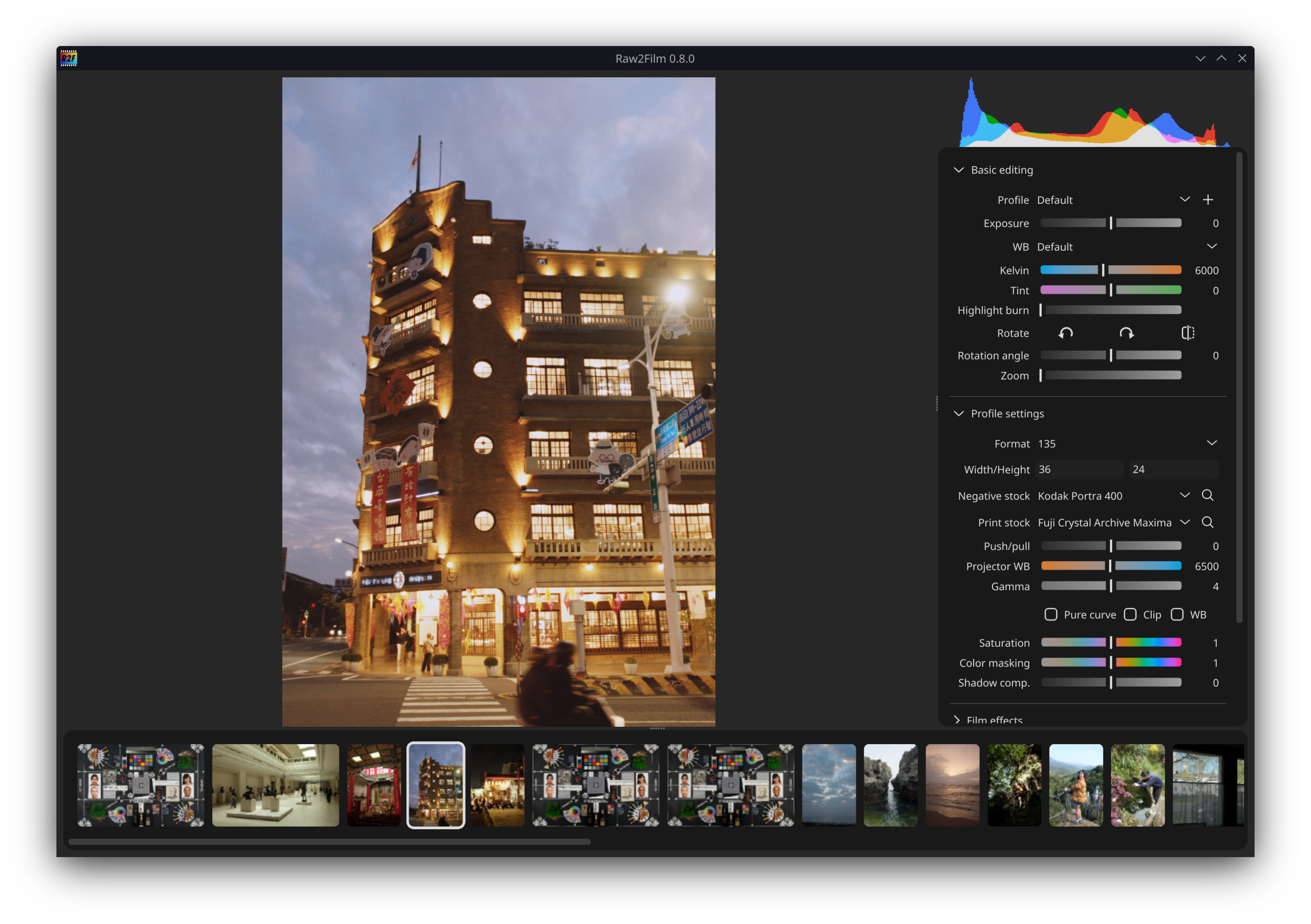 Raw2Film main ui
