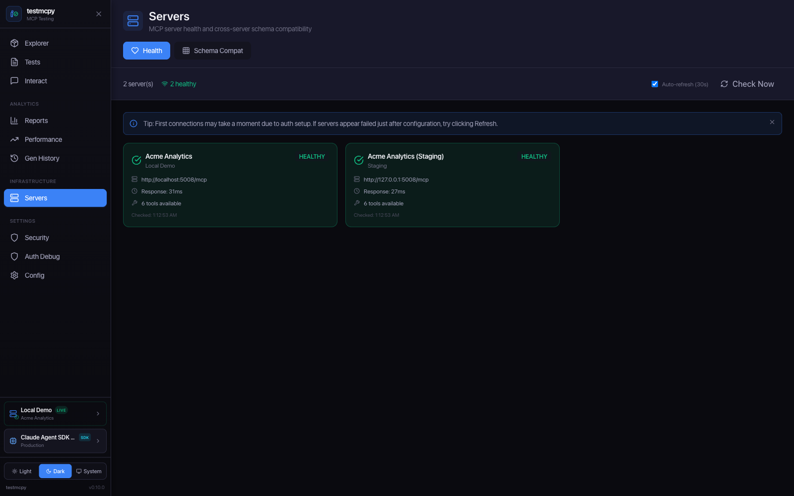 Server health page