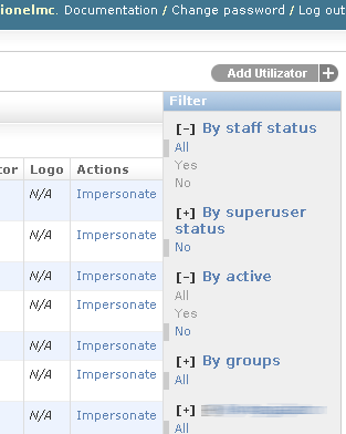 Screenshort of FoldableListFilterAdminMixin