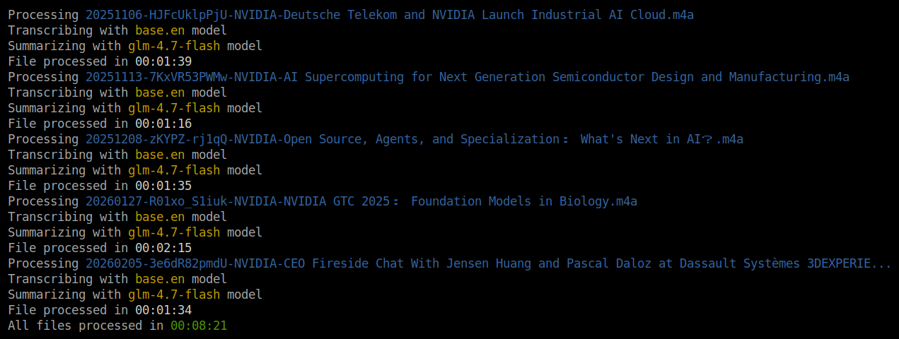 Locsum: Batch Offline Transcription and Summarization of Videos