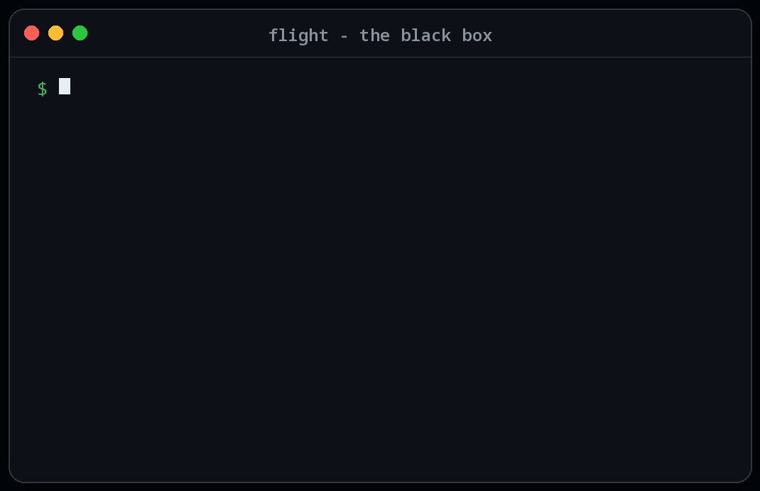 flight inspect diagnosing a crash: the black box points straight at the empty list