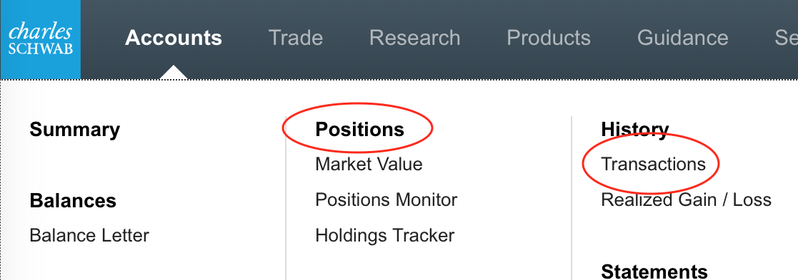 Positions and Transactions