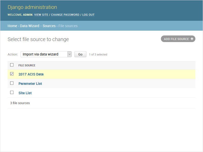 Select Source & Start Import