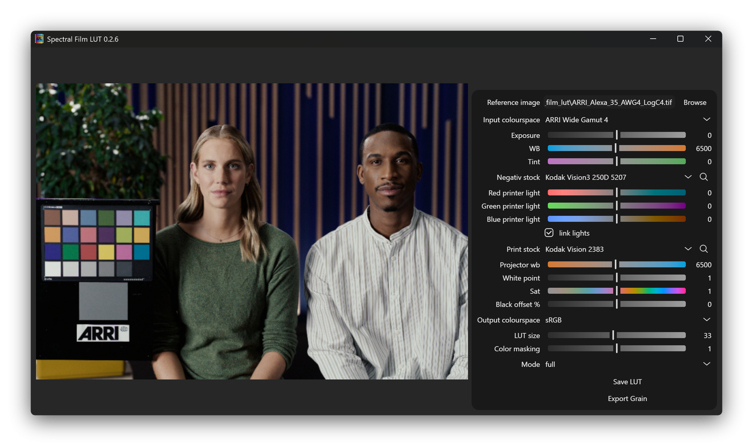 Spectral Film LUT main ui