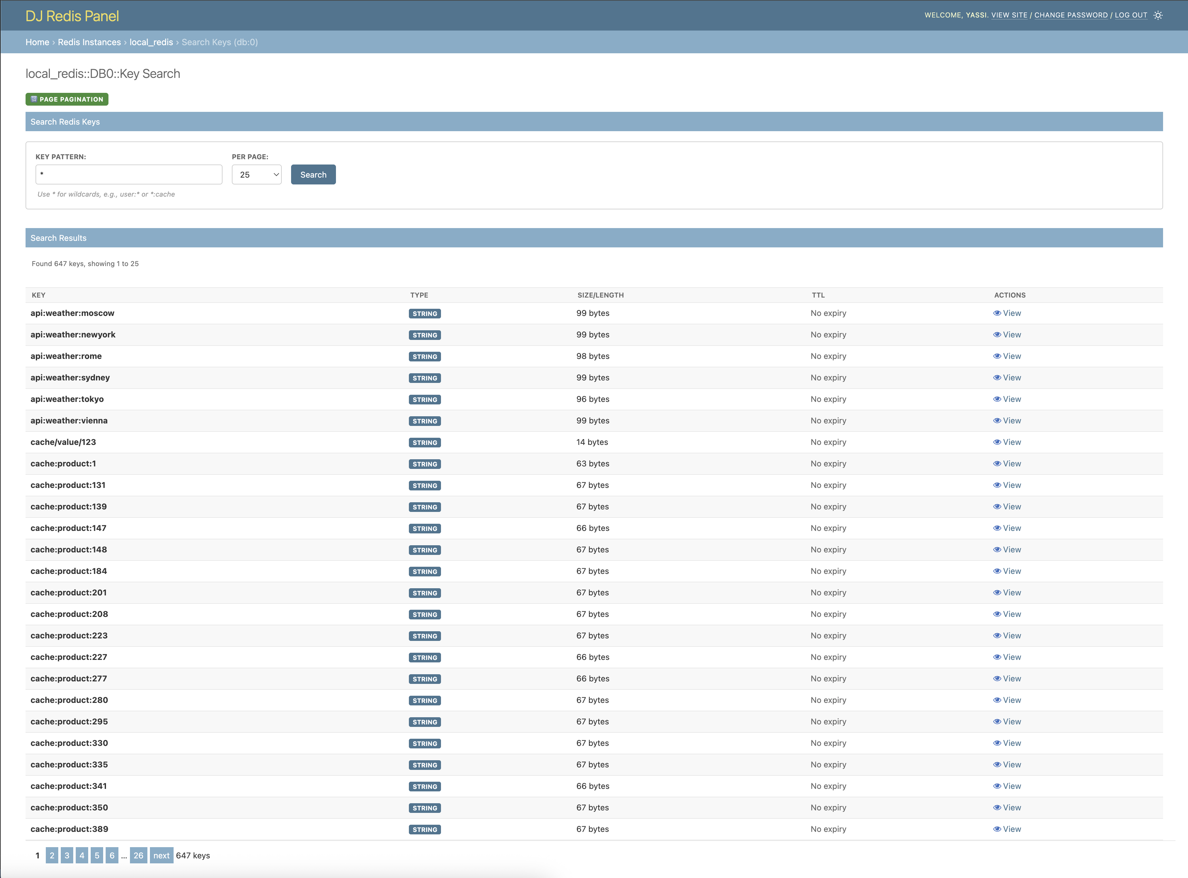 Key Search - Page Index