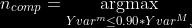 n_{comp} = \underset{Yvar^m \leq{} 0.90*Yvar^M, }{\operatorname{argmax}}