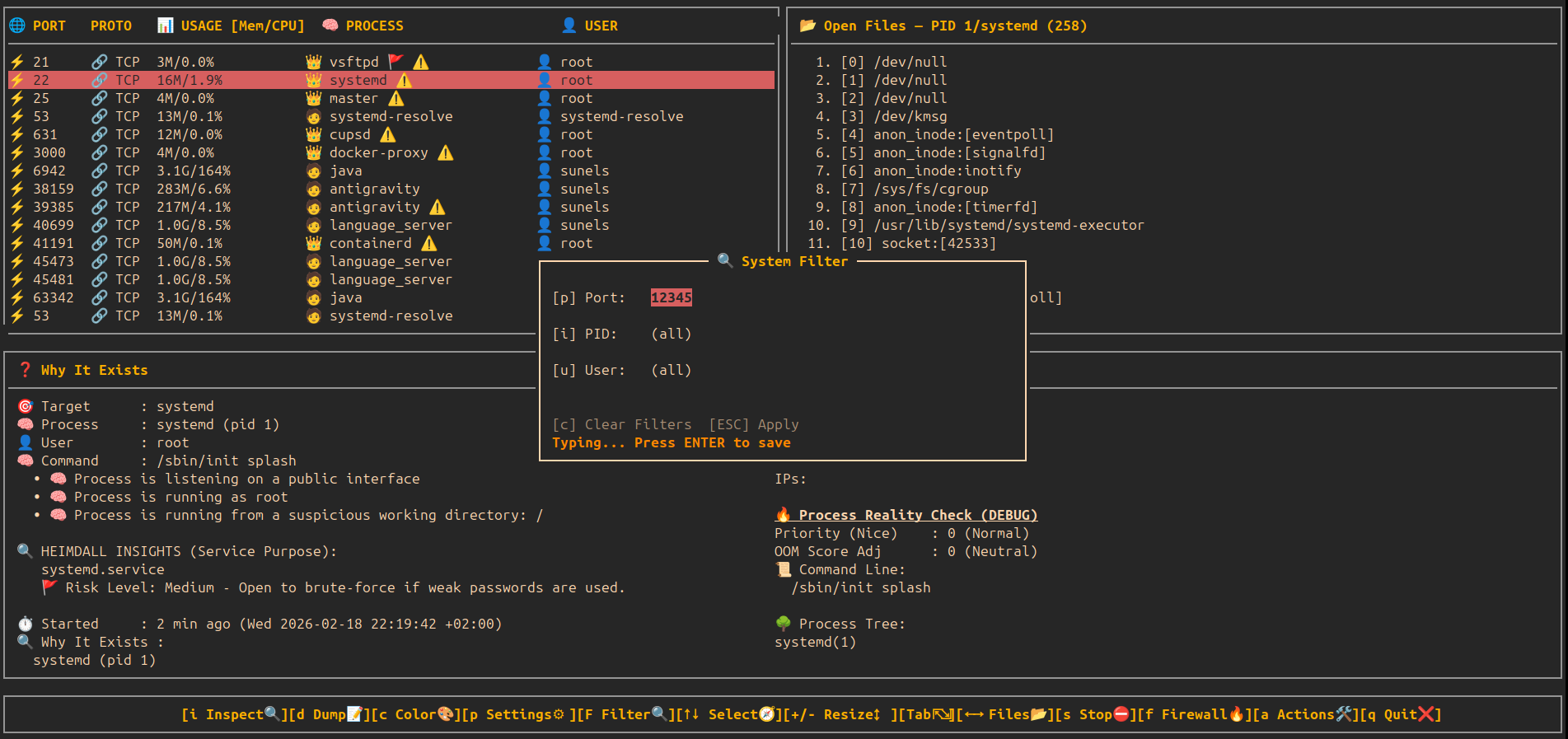 heimdall system filter