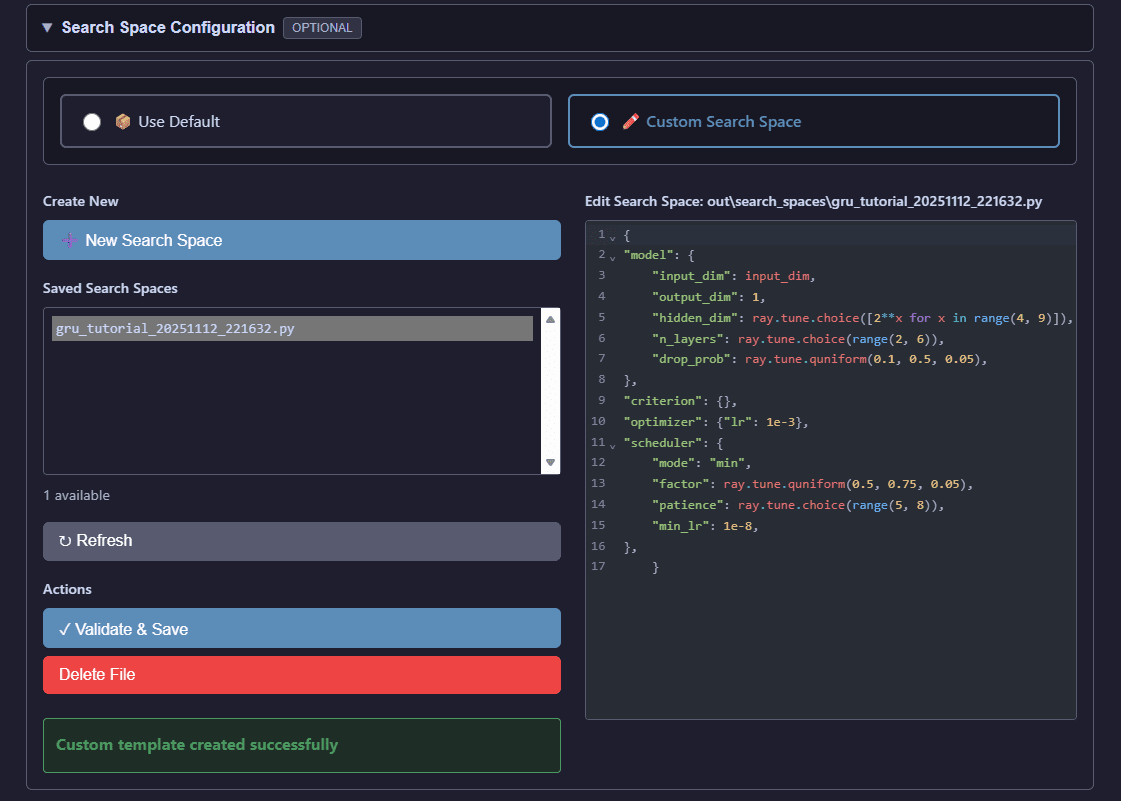 Search space configuration