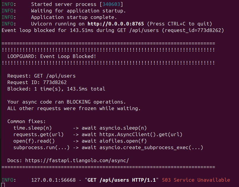 Console output