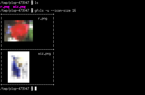 gfxls in xterm names on side