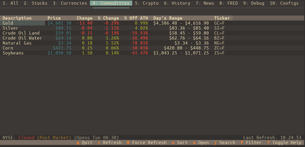 stocksTUI Screenshot - Main Interface