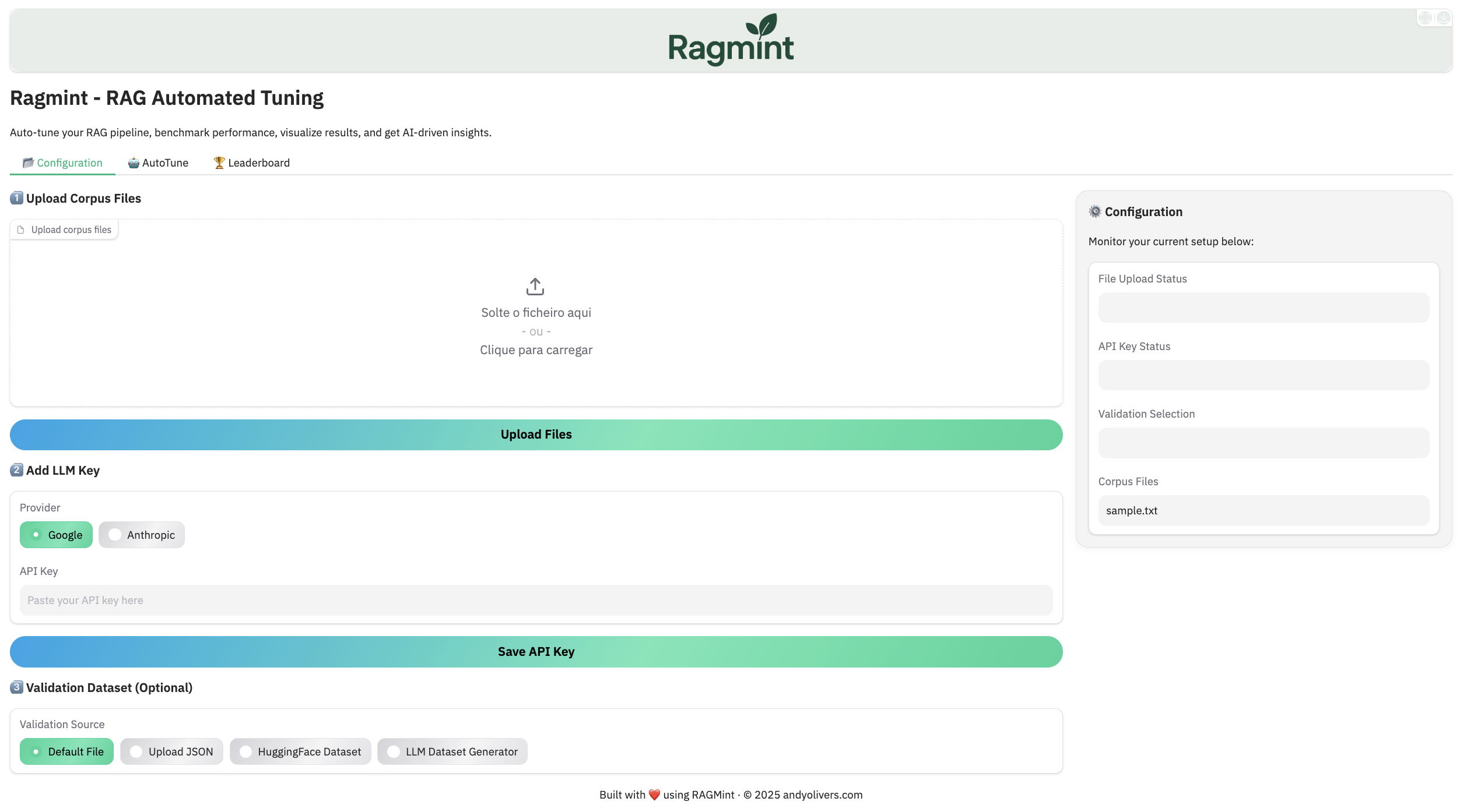 Ragmint Gradio App Preview
