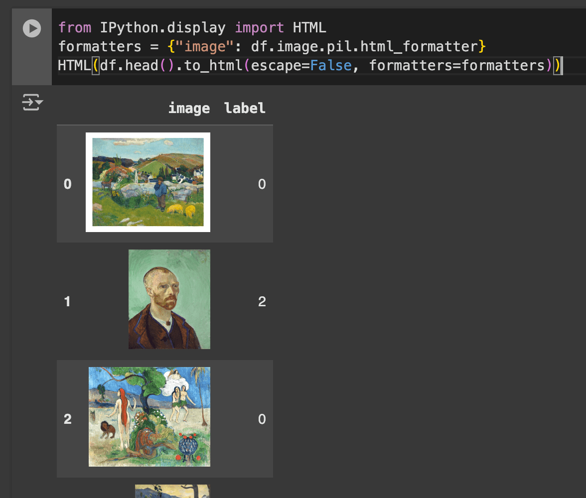 output of the html formatter on Colab