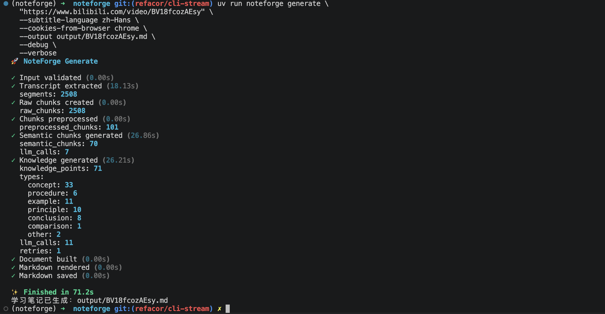NoteForge CLI example
