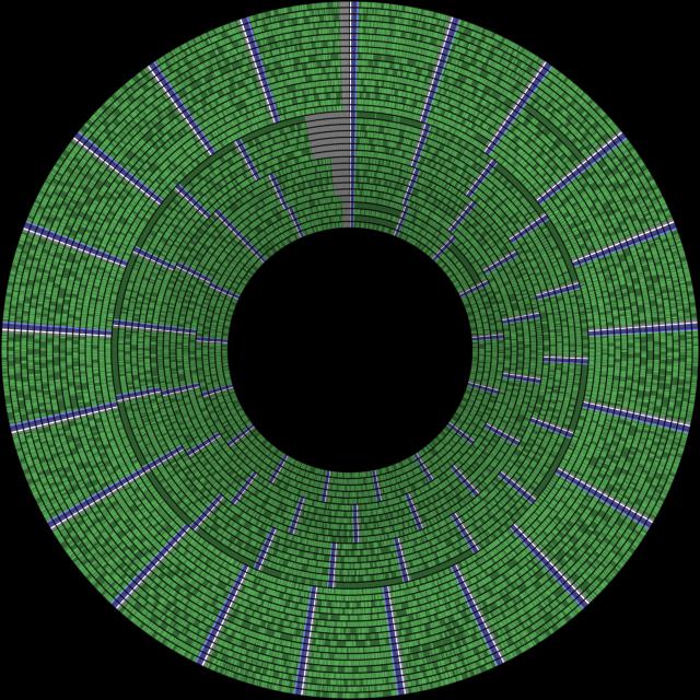 Colors show interpretation of disk structure