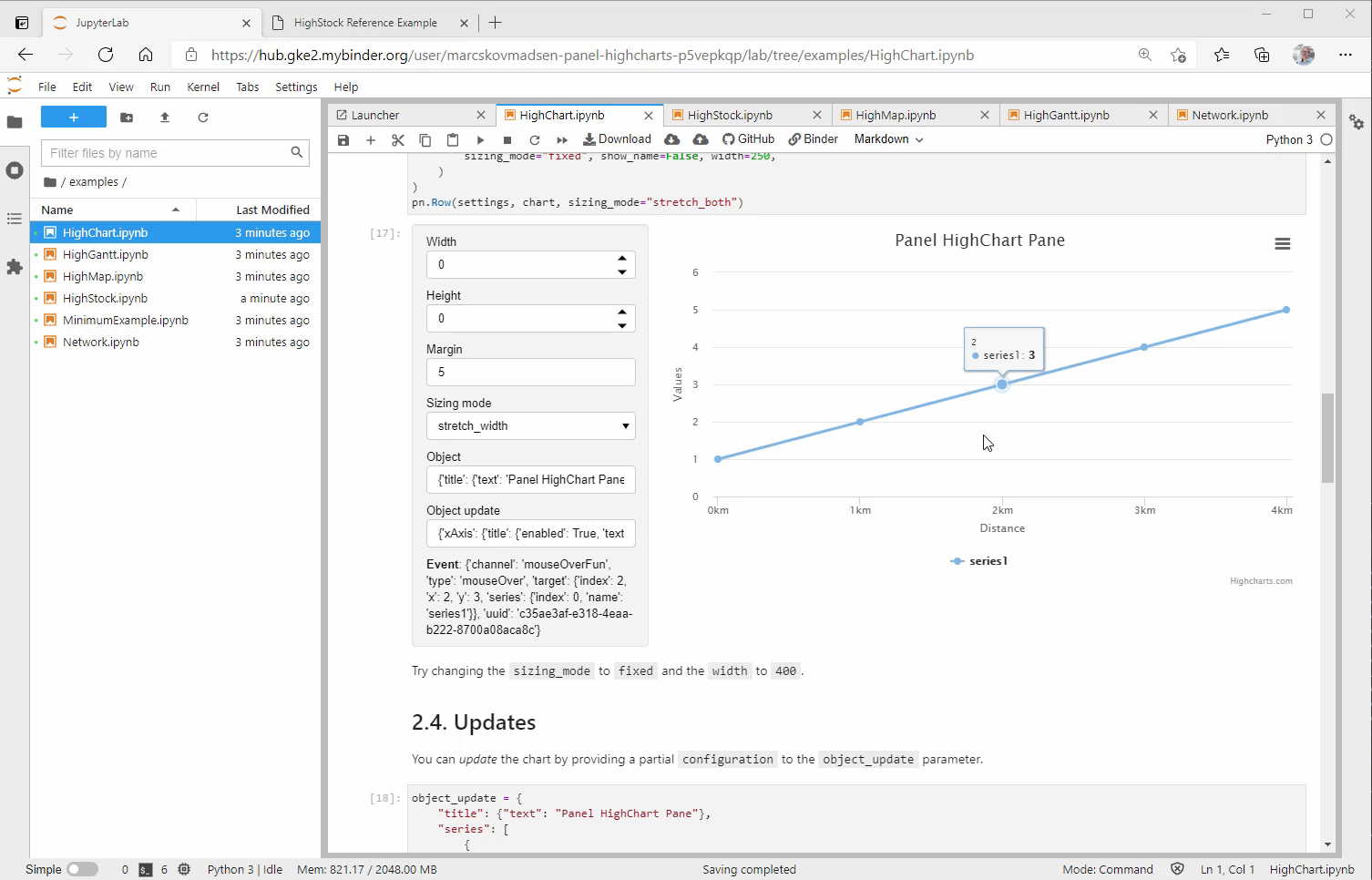 Panel HighChart Reference Example