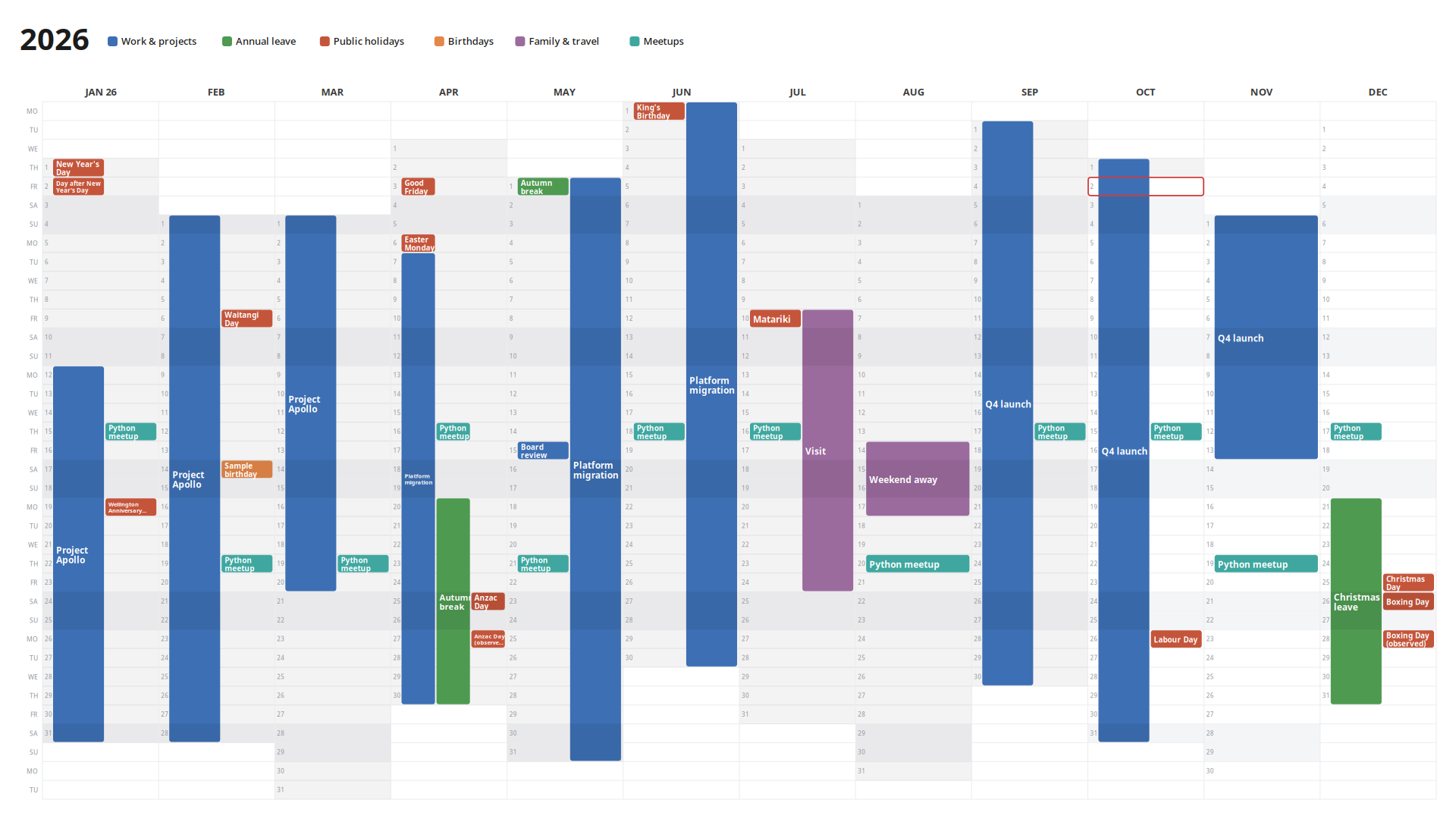 Year-at-a-glance planner