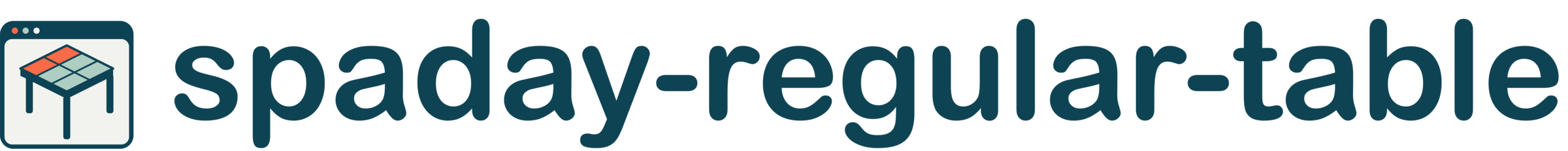 spaday-regular-table logo, a table with a data-grid top inside a browser window