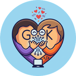 myGeeKy icon: two geeks hugging inside a heart