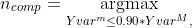 n_{comp} = \underset{Yvar^m \leq{} 0.90*Yvar^M, }{\operatorname{argmax}}