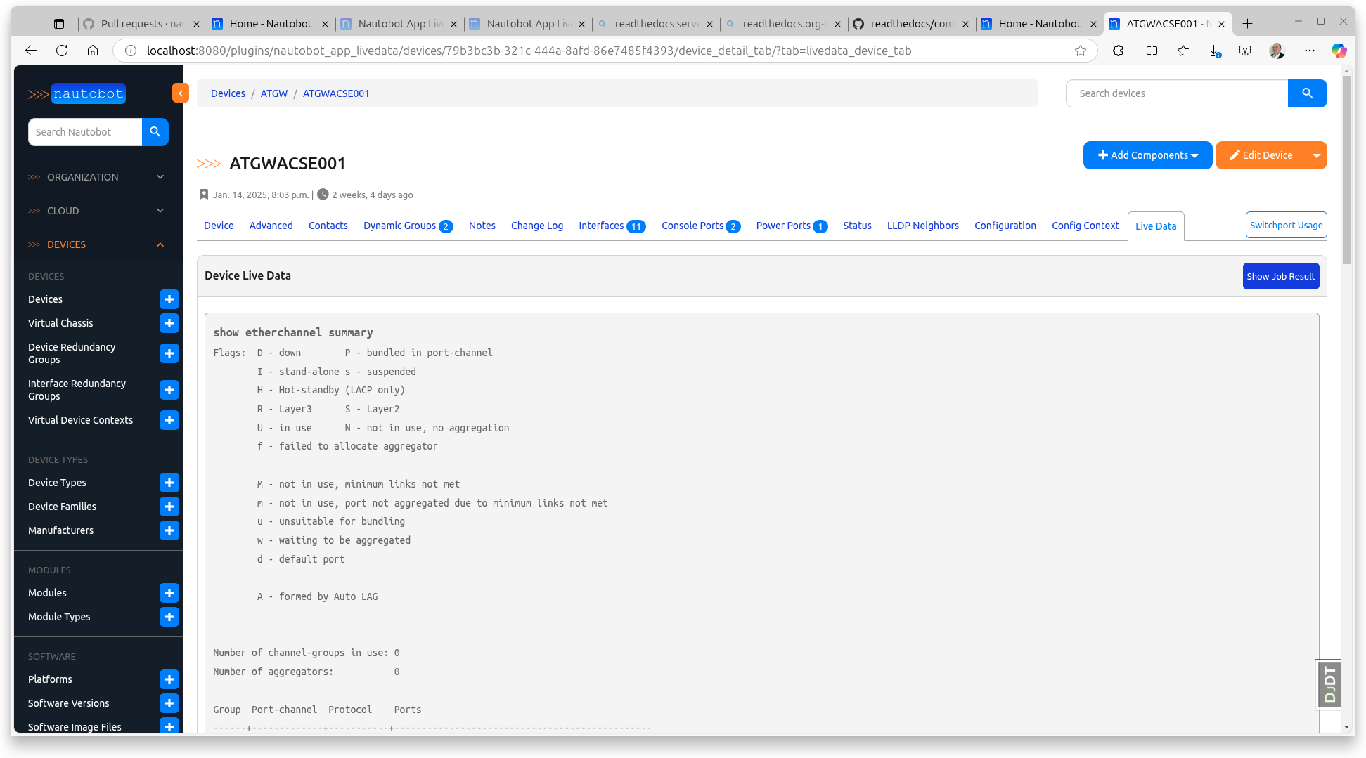 Livedata output screenshot