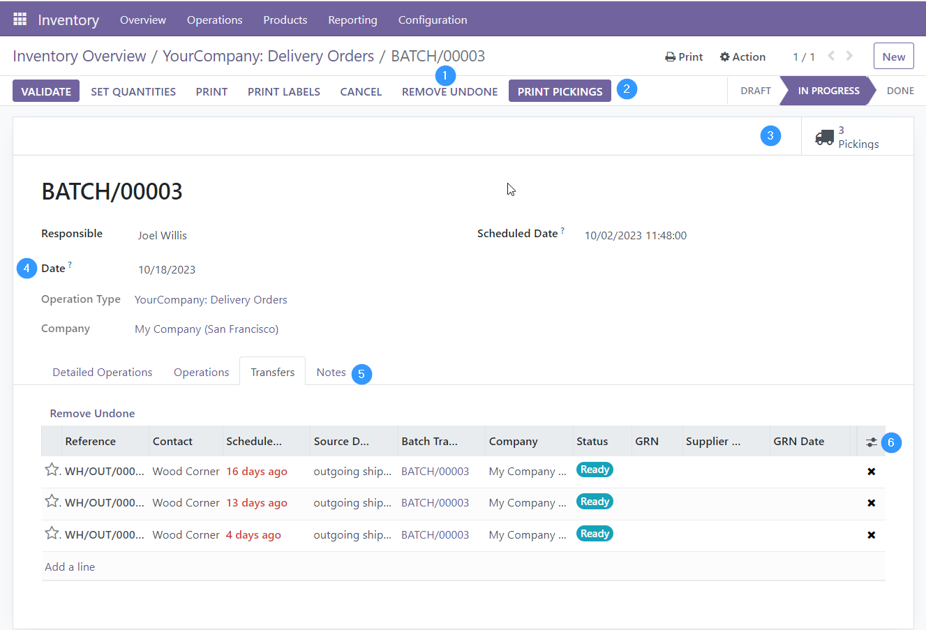 Batch form in progress status