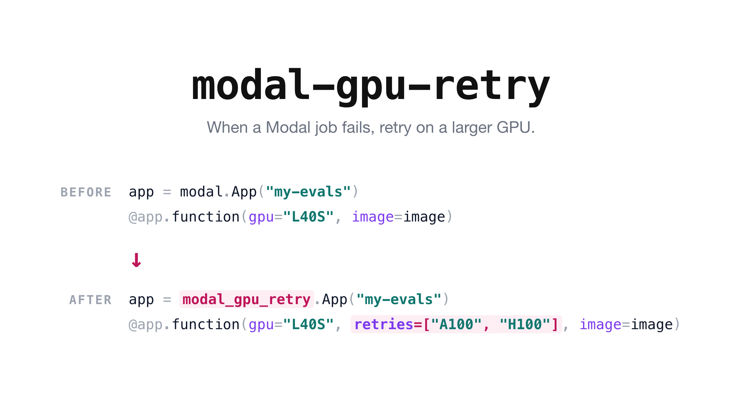 modal-gpu-retry: change @app.function to @gpuretry.function and add retries=[...]