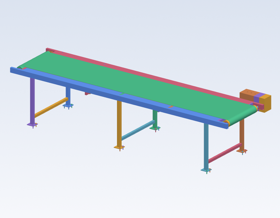 A belt conveyor modeled in Apolo