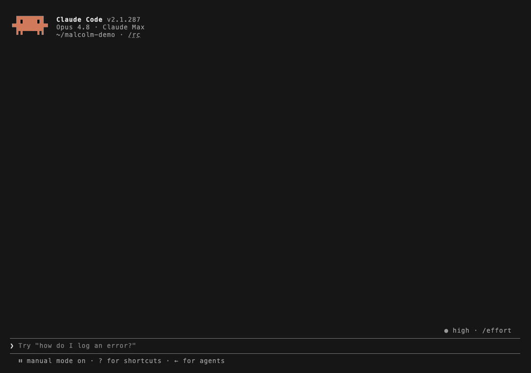 Claude Code answering a question about Modbus alerts through mcp-server-malcolm