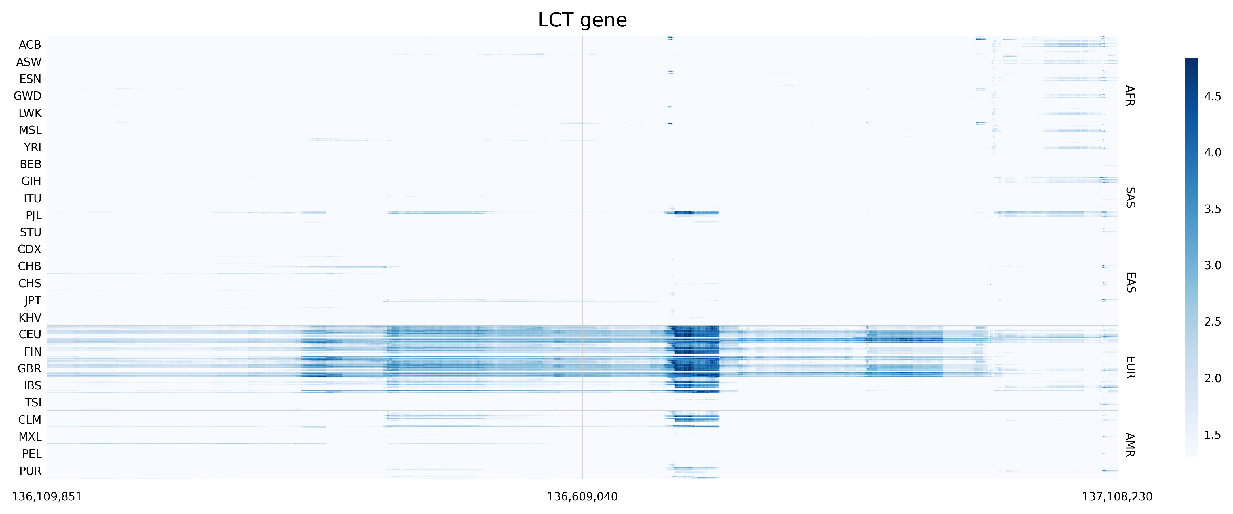 ExP heatmap of LCT gene