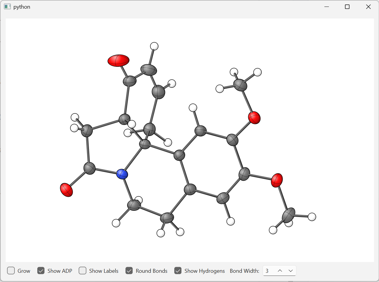 Fastmolwidget showing an ORTEP-style crystal structure