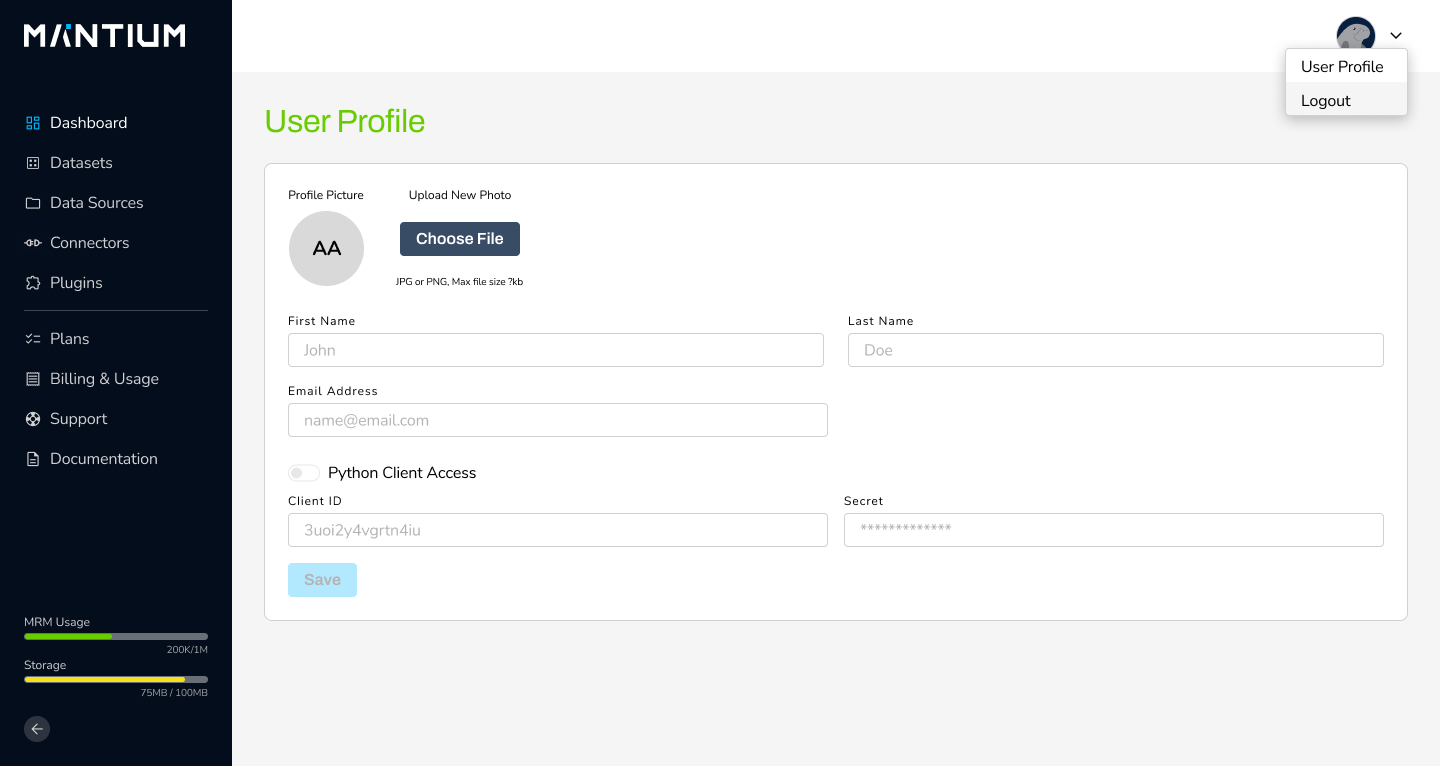 User Profile Navigation